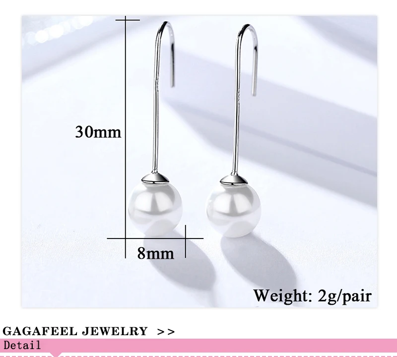 GAGAFEEL, серебряные, розовые, золотые, круглые серьги-капли, CZ Циркон, жемчужные свисающие серьги для женщин, OL стиль, ювелирное изделие, 925 пробы, серебро