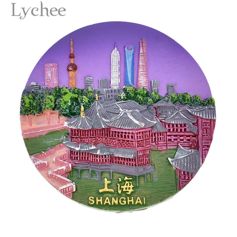 Магнитный холодильник Lychee Life в Шанхае Круглый креативный пейзаж сувениры для