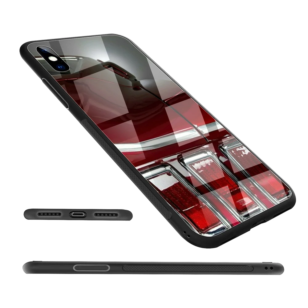 Классический чехол Lavaza из закаленного стекла с задними фонарями MUSTANG для iPhone XS Max