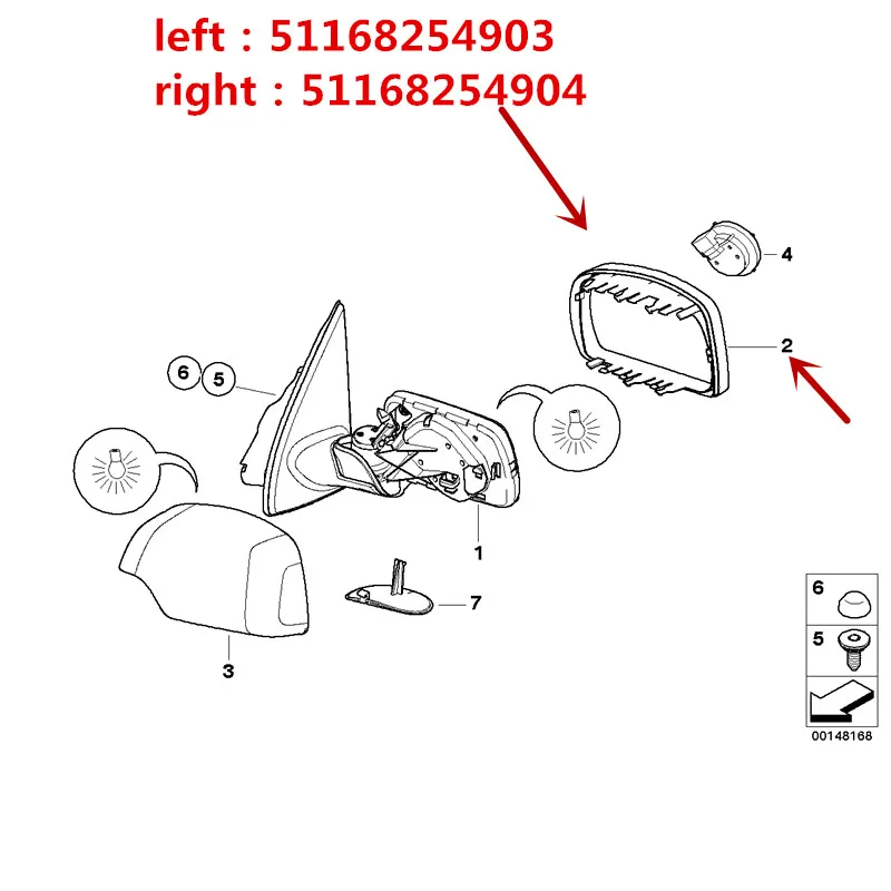 

Car Mirror housing ring bracket E53 2006-b mw4.4i 3.0i X5 Reversing frame Rear view mirror housing Rear mirror fixing frame