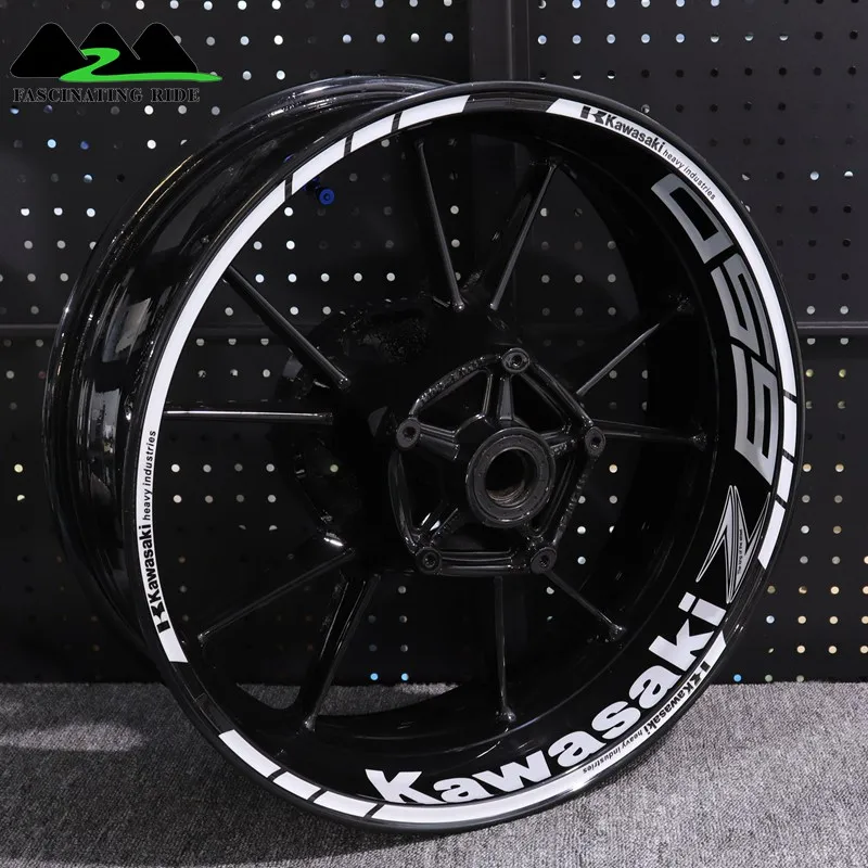 Z650 sets of white Подходит для Kawasaki Z1000Z900Z800Z650Z400Z250 наклейка на колеса мотоцикла, водонепроницаемая Светоотражающая наклейка на обод, передняя и задняя - Цвет: Z650 sets of white