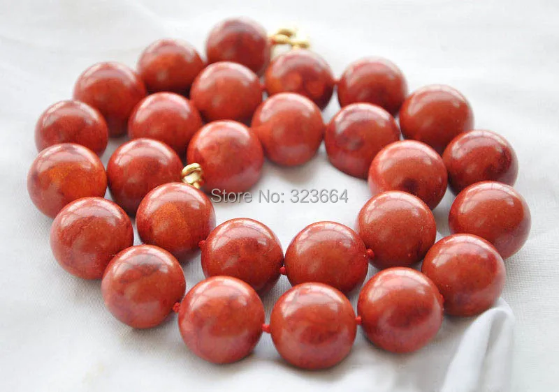 Огромное ожерелье из бисера 16 мм с круглыми красными натуральными травами и