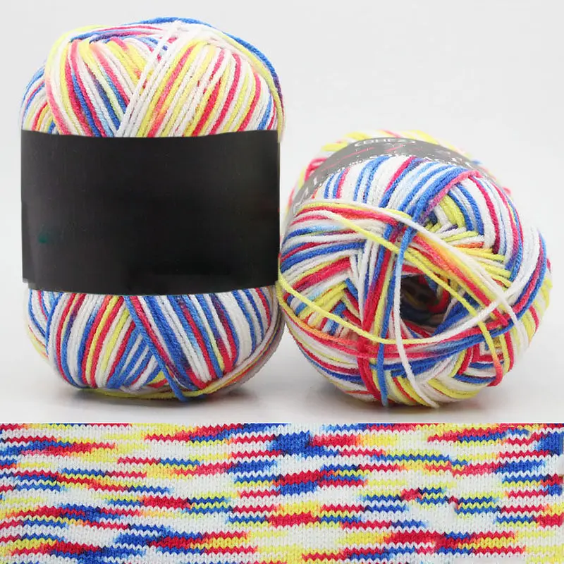 Hot Wholesale 50g/ball Colorful Section-dyeing Wool Yarn Baby Milk Cotton Soft Acrylic Yarn for Hand Knitting Crochet