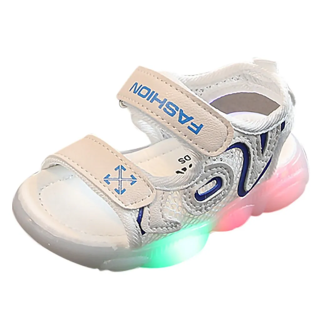 Perimedes детская летняя обувь Zapatos De Bebe Nenas пляжная с буквенным принтом Светящиеся