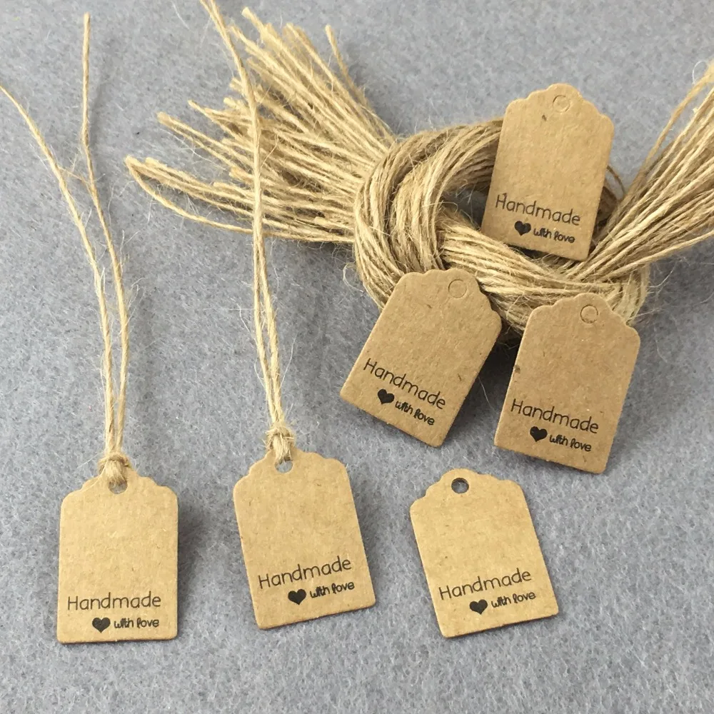 500 шт. бирки ручной работы + струн крафтовые упаковочные этикетки сделай сам