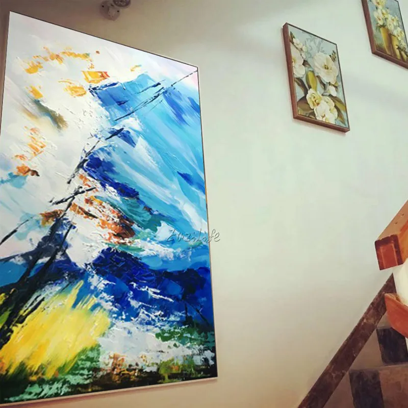 Картина на холсте декоративная картина акриловая синяя настенные картины для