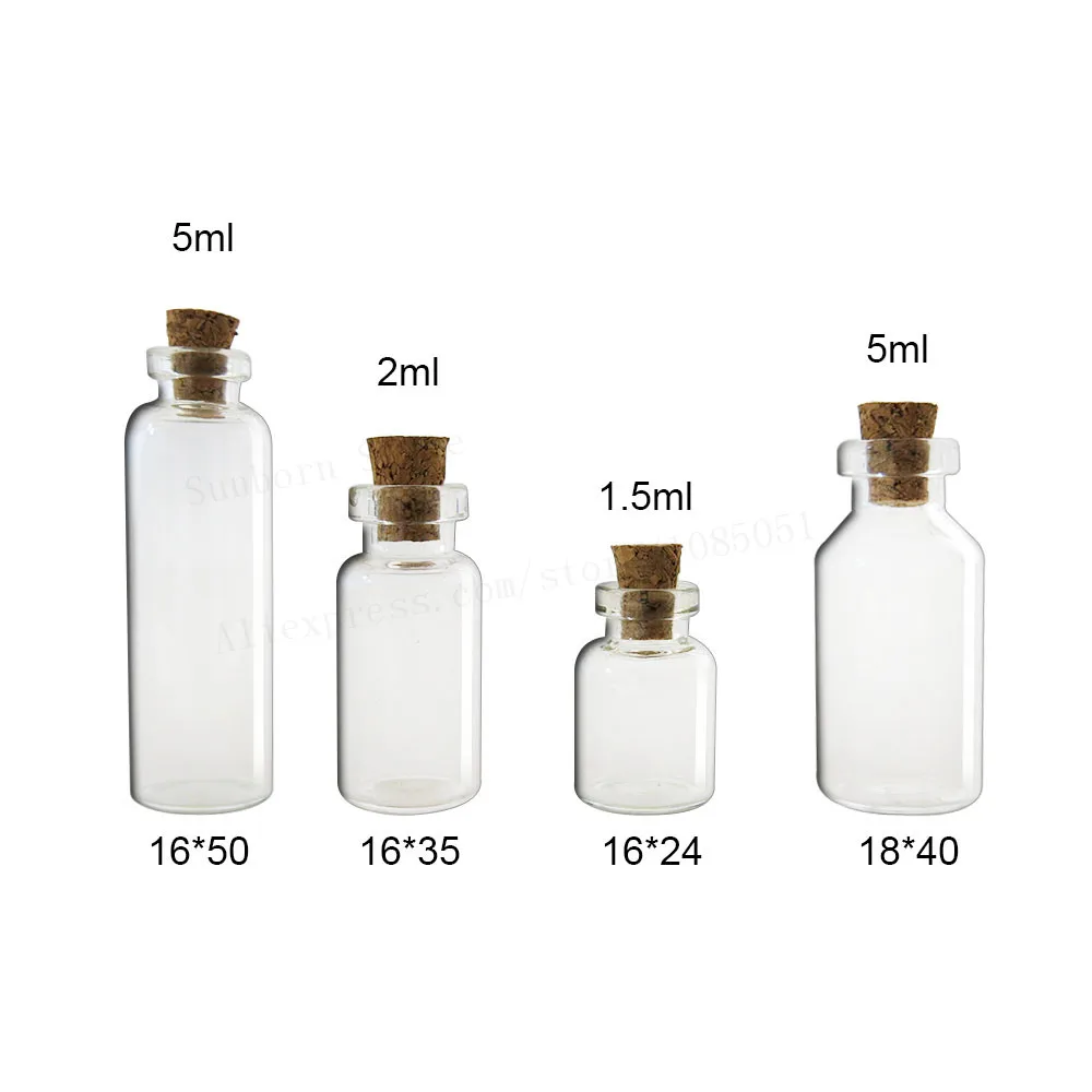 

Wholesale 1.5ml 2ml 5ml Tiny Small Empty Clear Cork Glass Wish Bottles Vials For Wedding Holiday Decoration Gift Storage 1000pcs