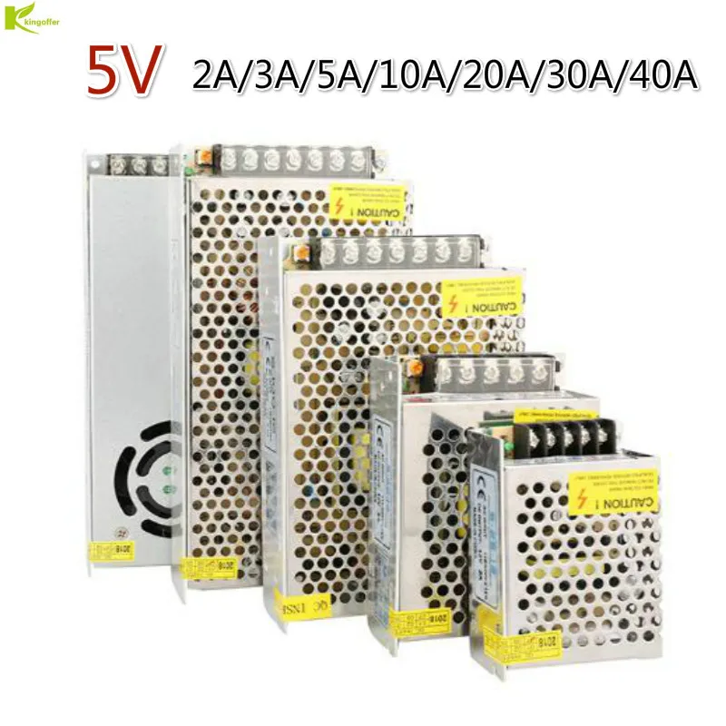 AC 110 V-220 V постоянного тока до DC5V 2A 3A 5A 10A 20A 30A 40A 60A переключатель Питание драйвера адаптера трансформатора для WS2812B 5V Светодиодные ленты света