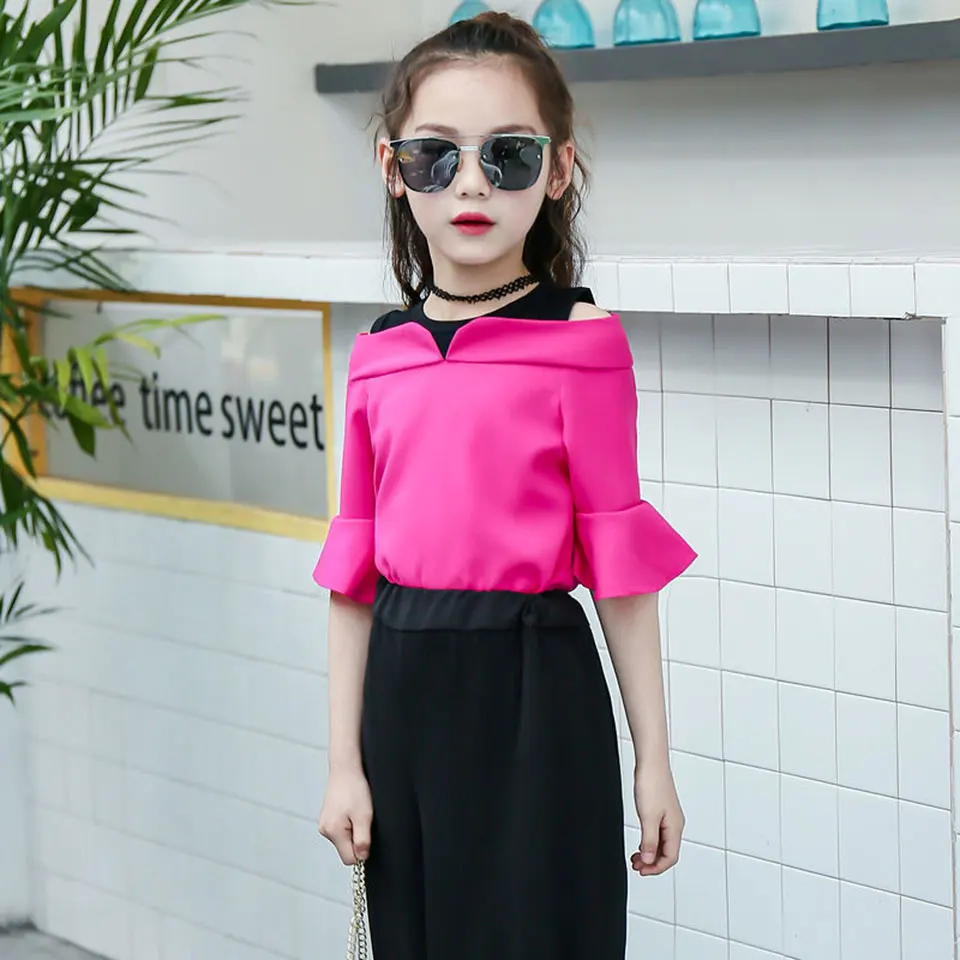 Модный комплект одежды для девочек 2019 летний розовый/белый цвет Одежда маленьких