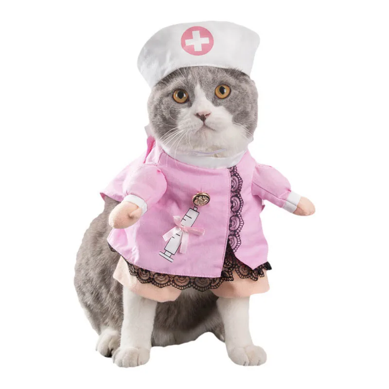 nurse Забавная одежда для кошек, пиратский костюм, одежда для кошек, костюм корсаира, одежда для домашних животных на Хэллоуин, праздничный костюм для кошек - Цвет: nurse