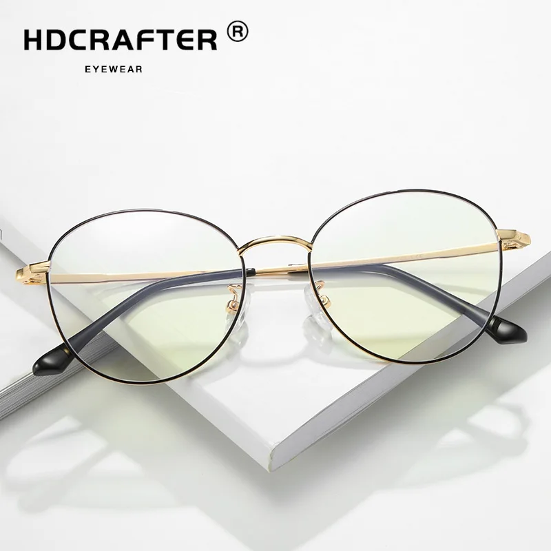 HDCRAFTER анти-Синие лучи очки круглые металлические рамки для женщин мужчин