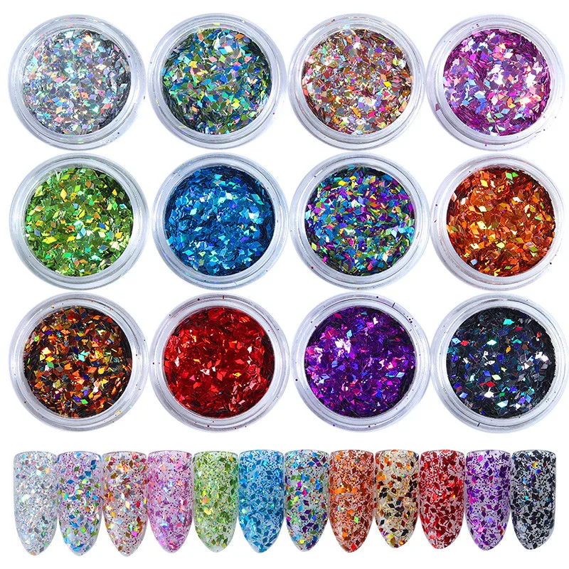 1 коробка ромб Блестки для ногтей смешанные Размеры Красочные блестка пайетки