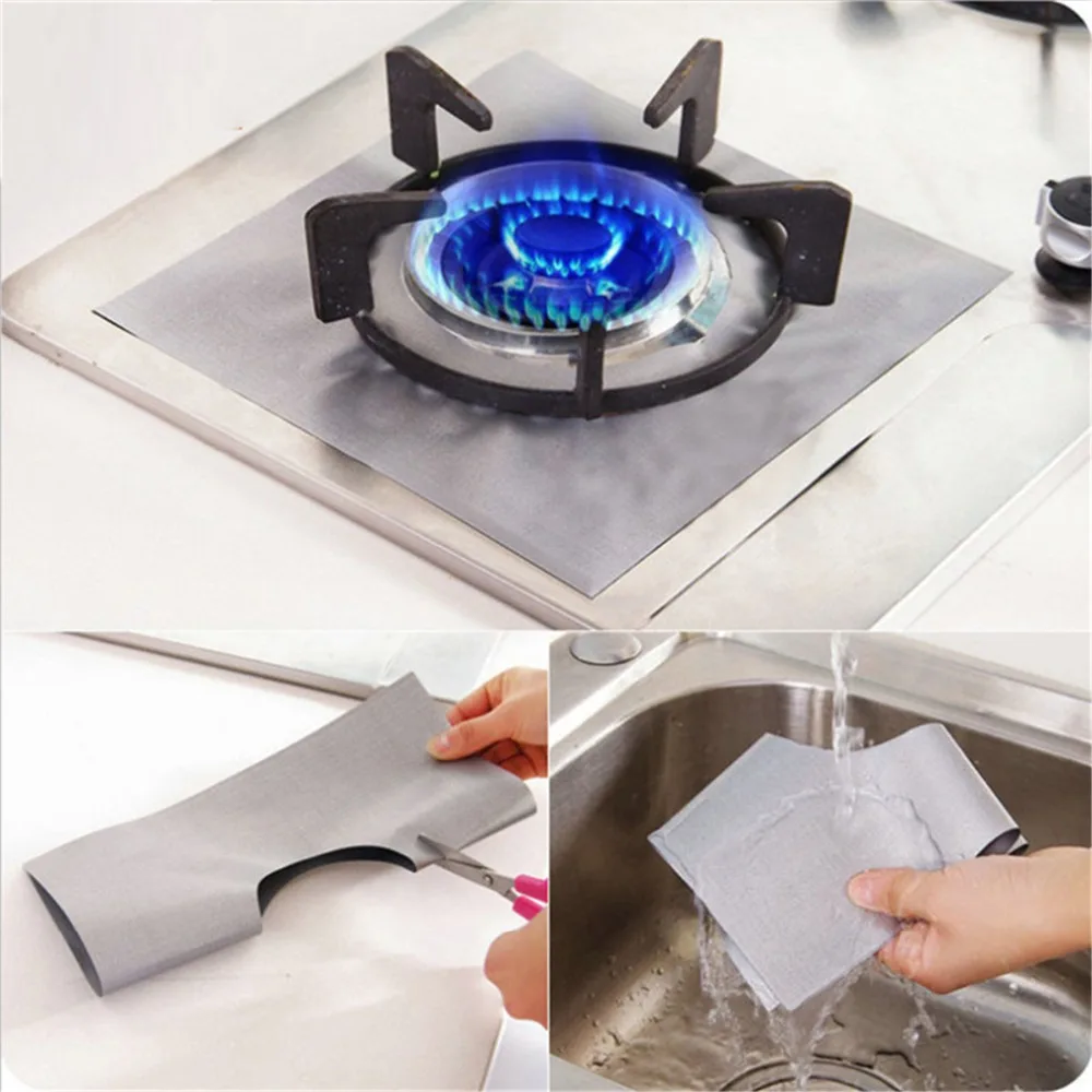 

2pcs Glass Fiber Gas Stove Protectors Reusable Gas Stove Burner Cover Liner Mat Pad Protection Kitchen Tools