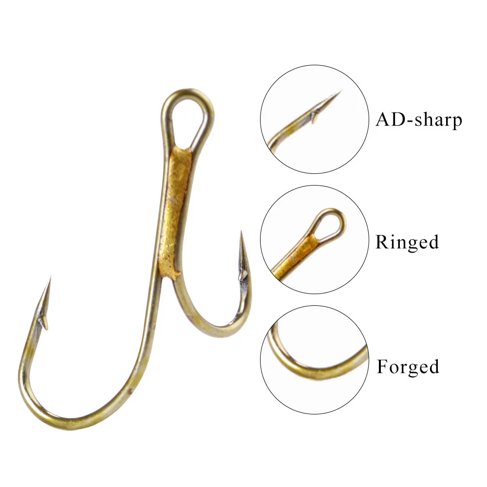 

FISH KING High Carbon Steel Double Fishing Hook 20Pcs/lot 1# 2# 4# 6# 8# Soft Bait Gold Barbed Hook Fishing Tackle