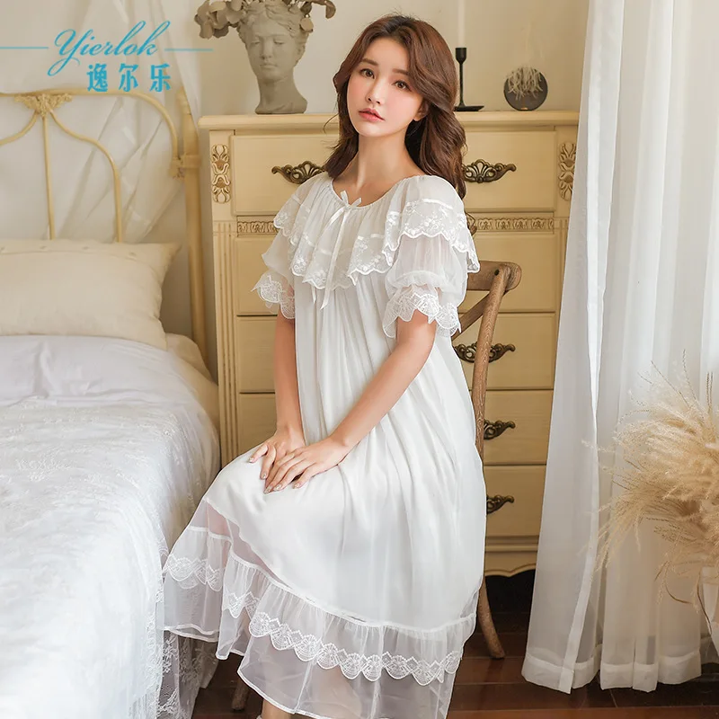 Кружевной халат для девочек ночная рубашка Женский винтажный комплект домашней