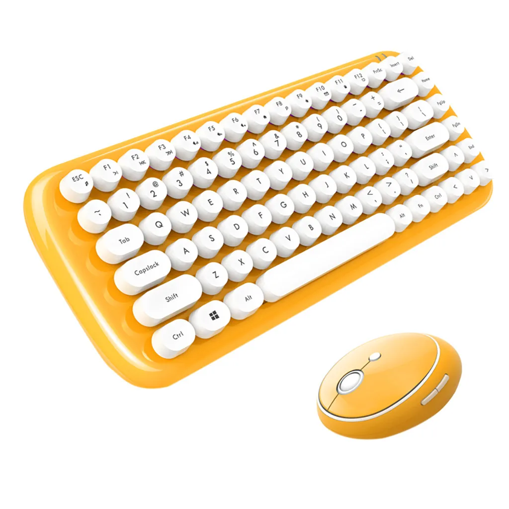 2 4G Беспроводная клавиатура и мышь мультимедийная карамельного цвета набор для