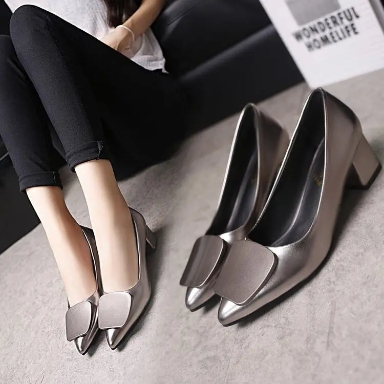 

2020 new high heels female Korean version of the pointed shallow mouth 5cm women's single shoes fashion sexy work casual shoes