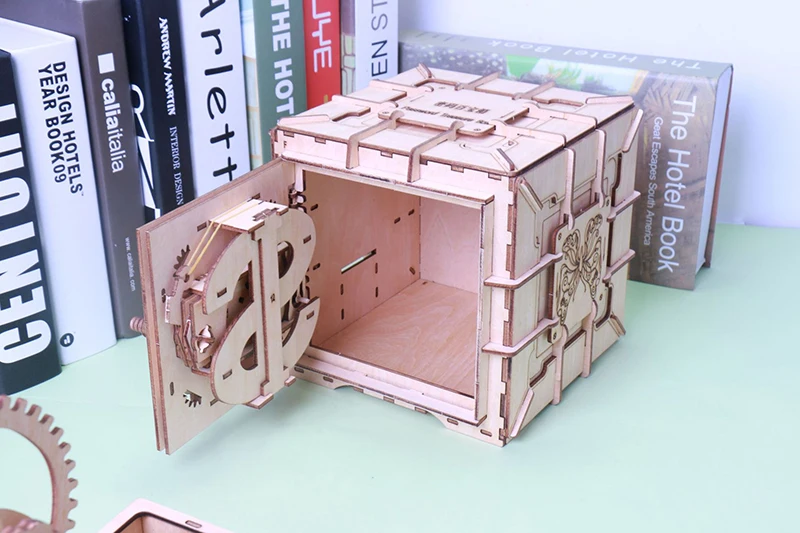 Персональная механическая модель, деревянная коробка с замком, 3D, Очаровательная вставка, копилка, креативная игрушка, сделай сам, деревянный безопасный подарок для детей
