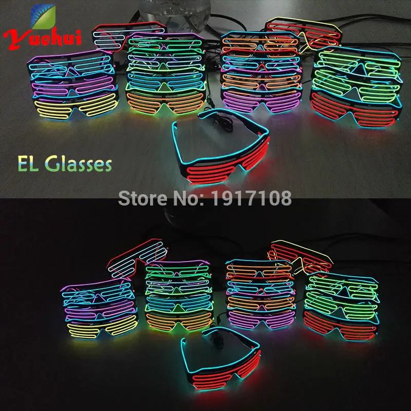 Новинка 17 стилей разноцветные светящиеся очки EL Wire Shutter светодиодные неоновые