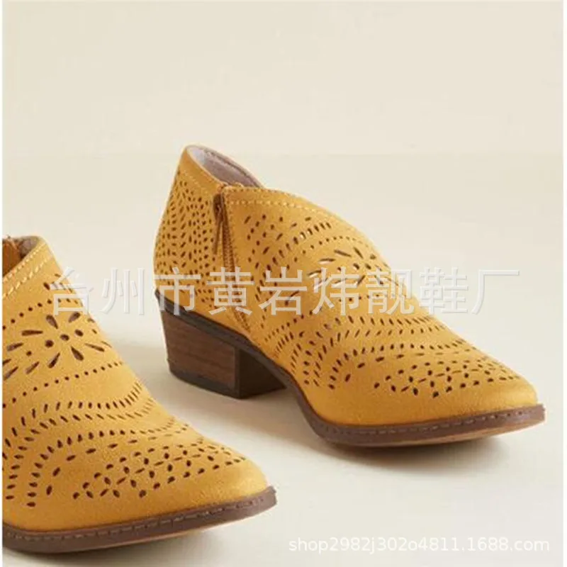 Туфли-лодочки женские на среднем квадратном каблуке однотонные модные офисные