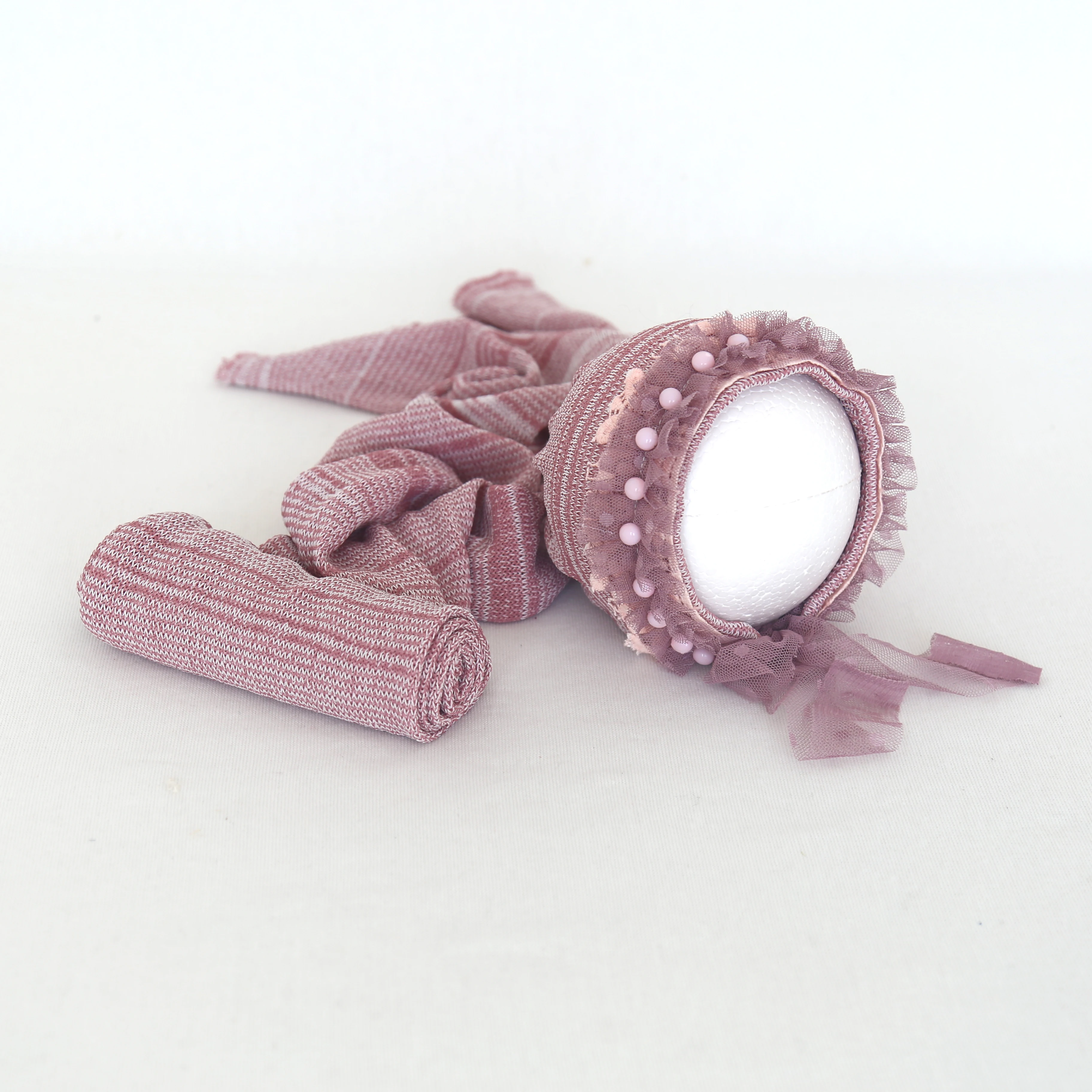 Vintage Baby Lace Bonnet and Wrap Set Newborn Photography Props Fabric Jersey Handmade Pear Hat Gril | Мать и ребенок