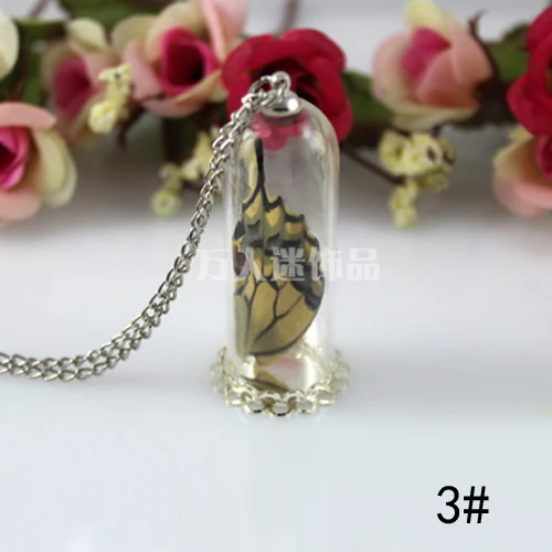 3-50X18MM-Silver 2 шт Бабочка перо настоящее насекомое крылья бутылка металлическая Веревка Цепь массивное ожерелье женское колье ювелирные изделия бохо богемный - Окраска металла: 3-50X18MM-Silver