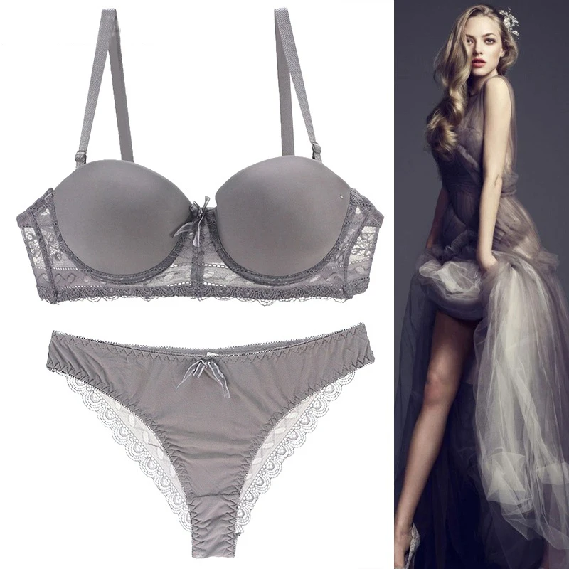Пикантные под проволоки 1/2 стакана Твердые Push Up Bra Set нейлон Модные Качественные