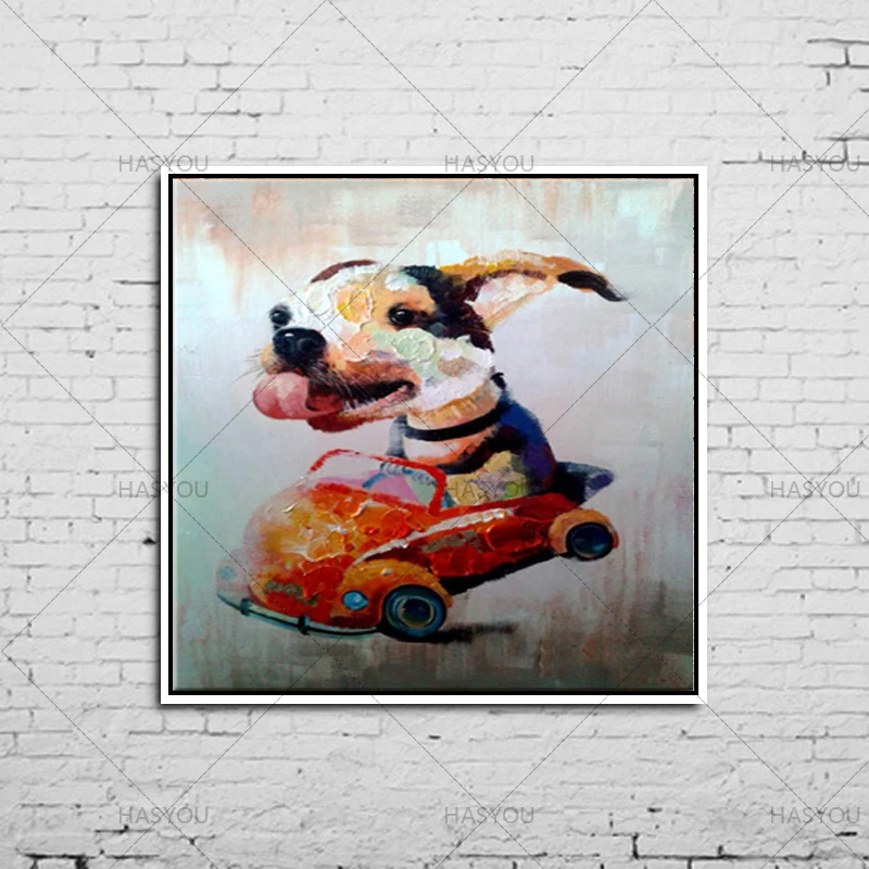 100% ручная роспись маслом собаки на холсте настенное искусство домашний декор для