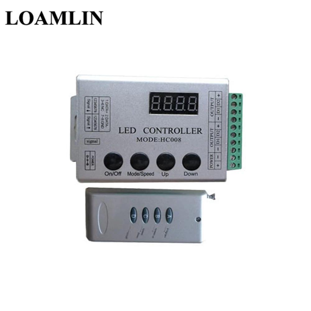 Only HC008 WS2812B WS2812 RGB светодиодный светильник HC008 Программируемый RGB светодиодный пиксельный контроллер DC5V светодиодный трансформатор комплект - Испускаемый цвет: Only HC008