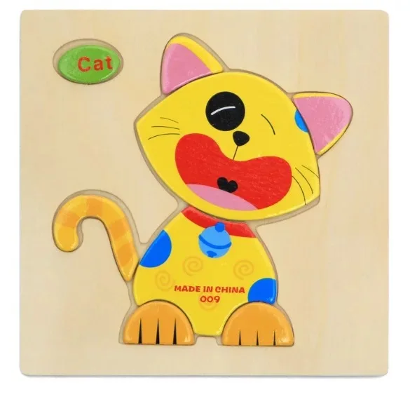 cat 3D деревянные головоломки игрушки для детей; из дерева 3d мультфильм животных головоломки интеллект детей раннего образования игрушки для детей - Цвет: cat