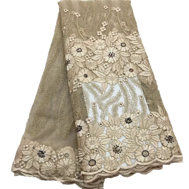 2019 New African Sequins Cord Lace High Quality French Fabric With 3D Flower For Nigerian Wedding H1550 | Дом и сад
