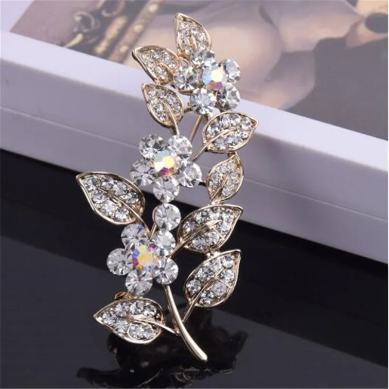 WKOUD цветок листьев большие булавки и броши для женщин мужчин костюм платье