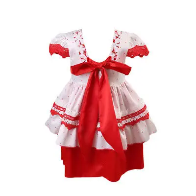 

Helen115 Lovely Christmas Kid baby girl clothes Princess Lace Short Sleeve Dresses 1-5Years