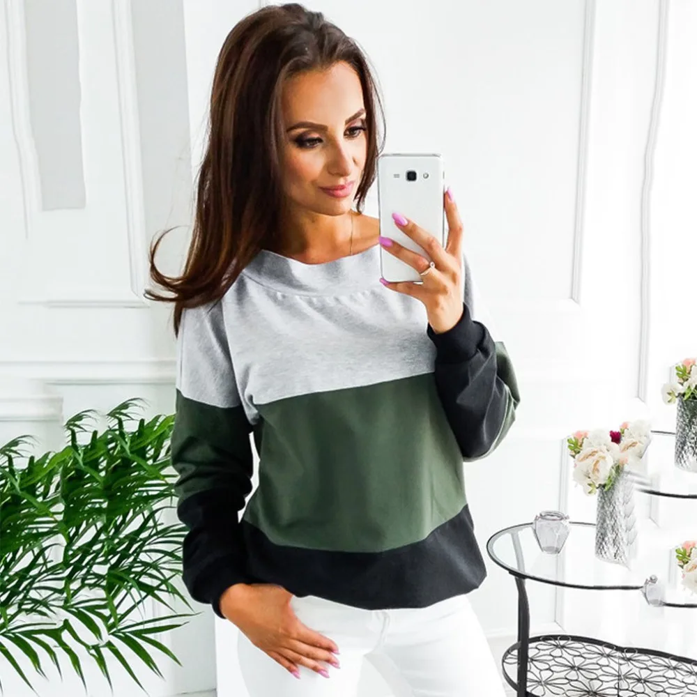 Женская зимняя Толстовка большого размера Осенняя Лоскутная Harajuku хит цвет