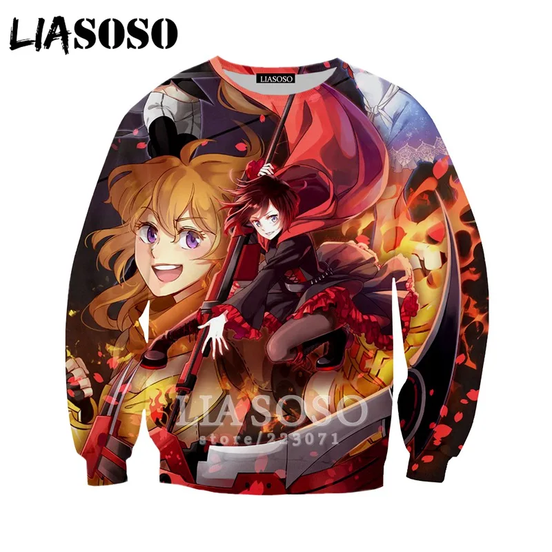 19 LIASOSO Осень Новые мужские и женские модные толстовки 3D принт Аниме RWBY Толстовка длинный рукав хип хоп Harajuku пуловер B012-19 - Цвет: 19