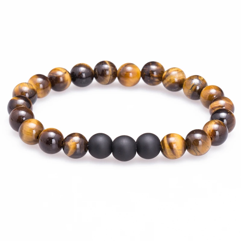 Мужской браслет Tigereye черный матовый для рукоделия 8 мм 2018|bracelets for|men charm braceletscharm
