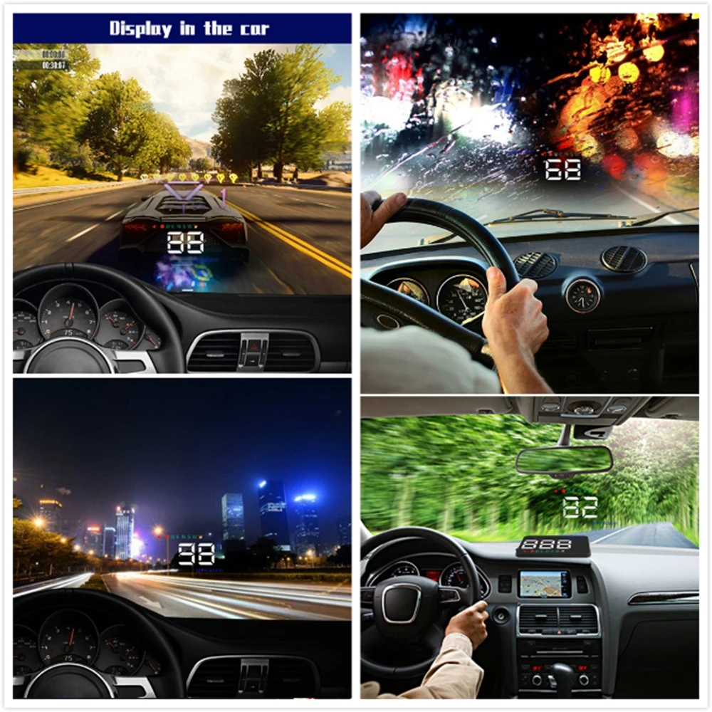 

HUD Display Head-Up Overspeed Warning Windshield Projector Alarm System Universal Auto Speedometer