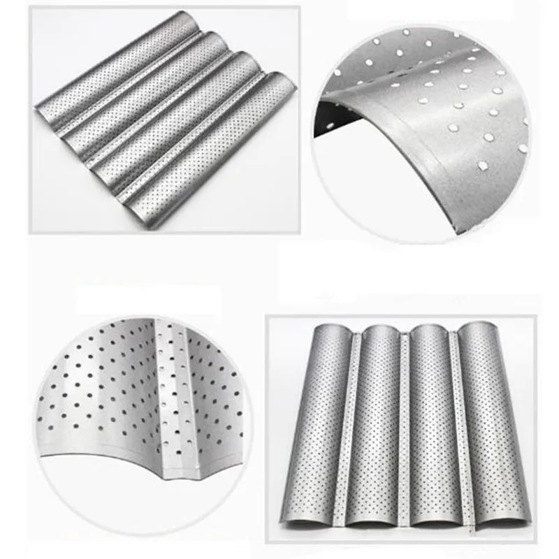 New Baguette French Bread Baking Tray 4 Groove Wave Frame Rack Nonstick Carbon Steel Cake Mold Pans | Дом и сад