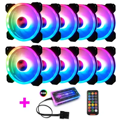Цветной 120 мм круглый RGB cpu охлаждающий вентилятор+ пульт дистанционного управления с двойной диафрагмой светодиодный светящийся ПК корпус тихий вентилятор водяного охлаждения - Цвет лезвия: Черный