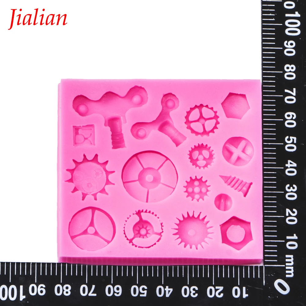 Jialian Gears &amp gearwheel Fondant silicone moulds Chocolate Baking Tools for Cakes decoration FT-0576 | Дом и сад