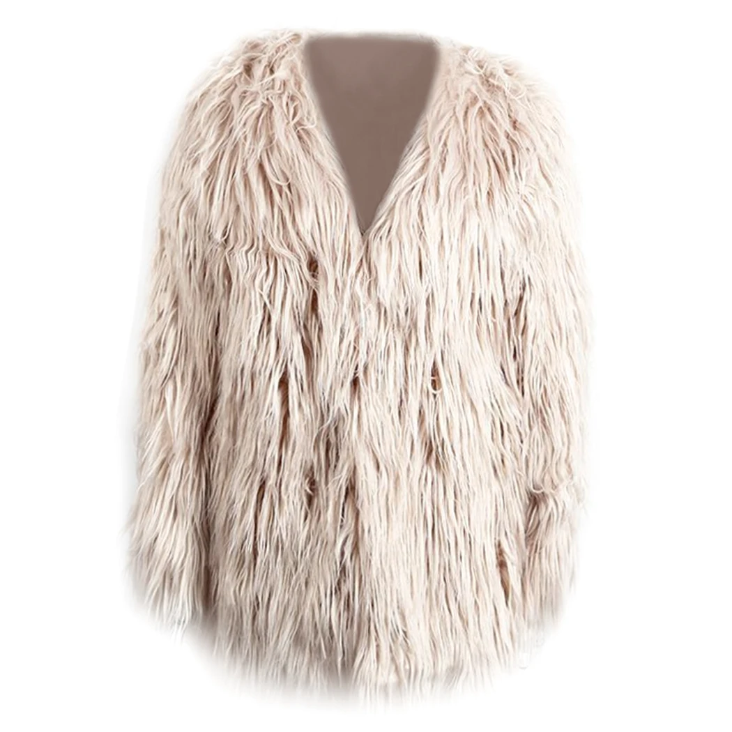 2018 длинное пальто из искусственного меха пушистое мягкого женская теплая