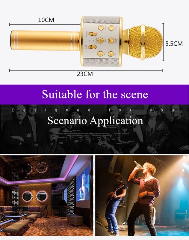 Ws 858 стильный Bluetooth беспроводной караоке микрофон динамик ручной музыкальный