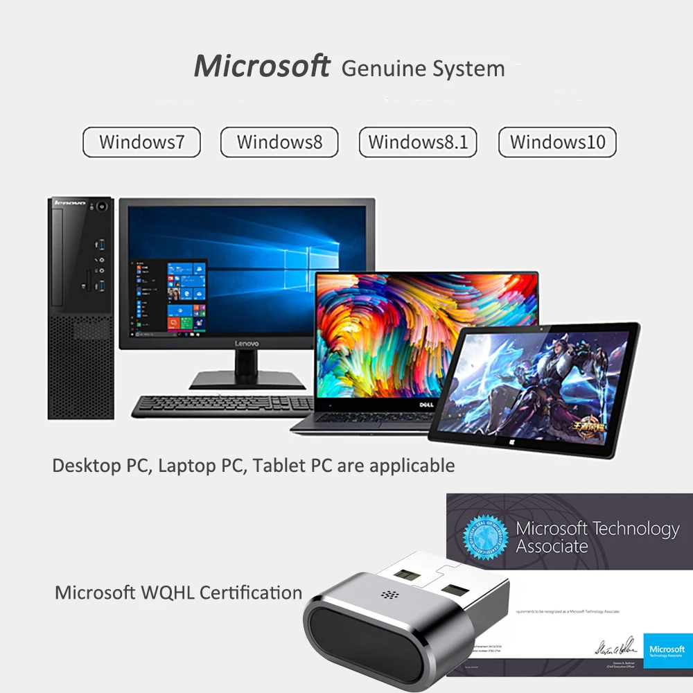 Kercan KE-02 Алюминиевый мини USB считыватель отпечатков пальцев Модуль для Windows 7,8, 10 hello 360 сенсорный мульти биометрический fido ключ безопасности