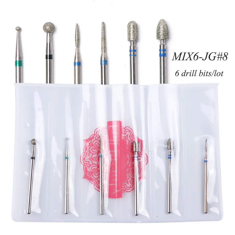6 шт./компл. сверла для ногтей алмазные керамические фрезы электрическая пилка