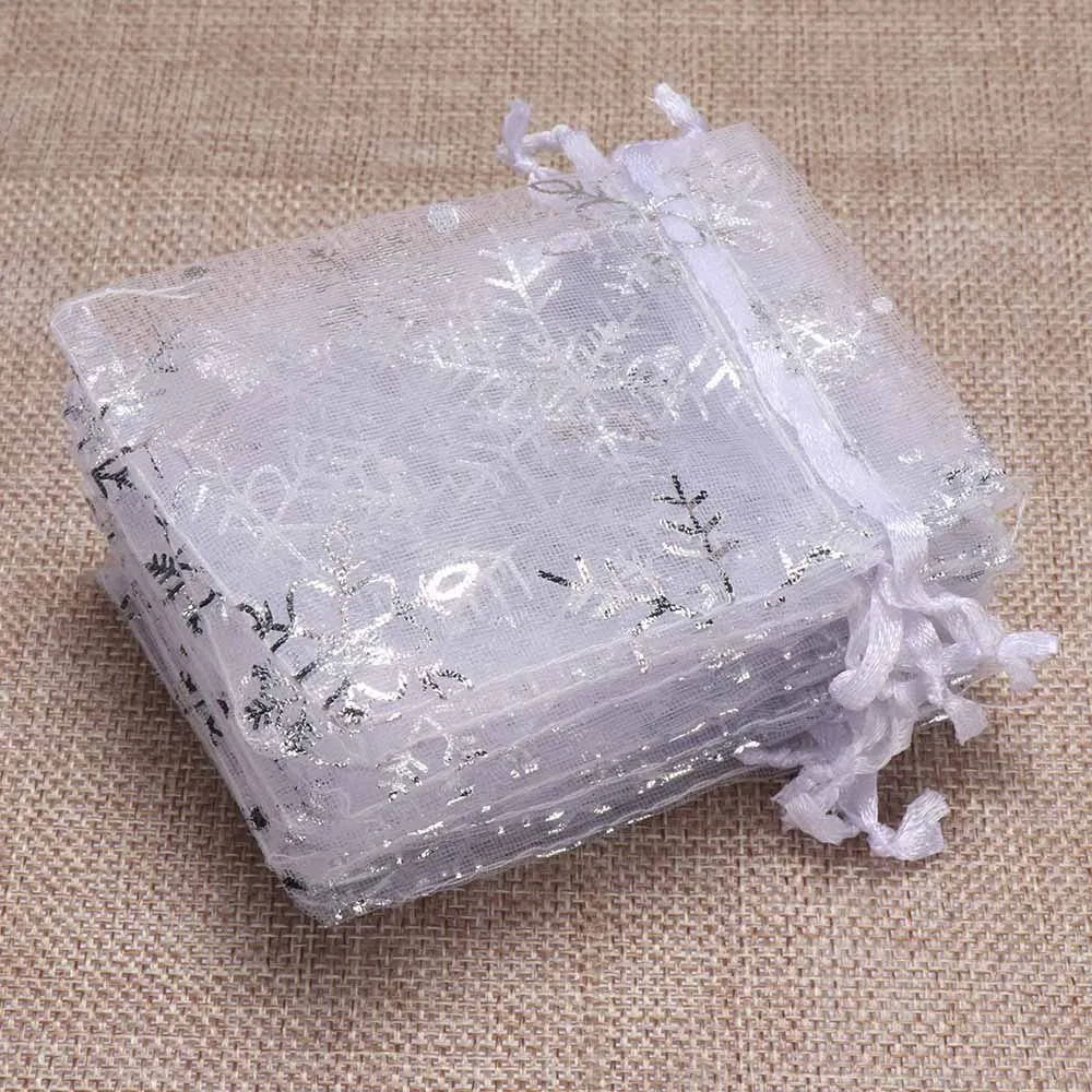100 шт. прозрачные органзы на шнурке в виде снежинок|Упаковка и стойки для