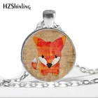 HZ--A86 2017 новое стеклянное ожерелье милое ожерелье с лисой кулон лиса ювелирные изделия для девочек стеклянное ожерелье с кабошоном HZ1