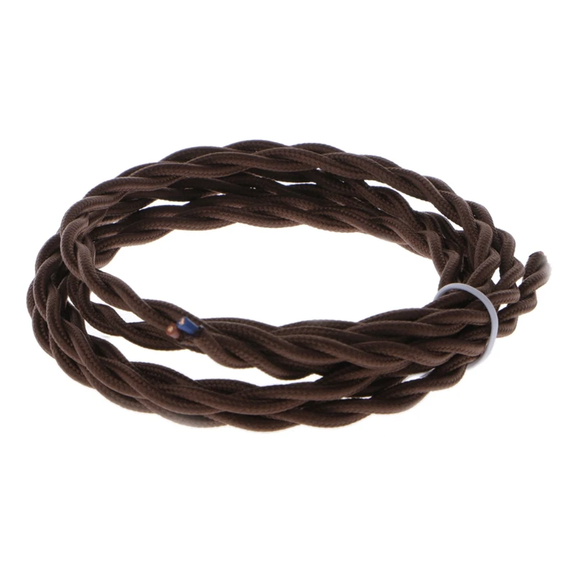 2 м кофейный витой провод винтажный Плетеный тканевый Легкий кабель