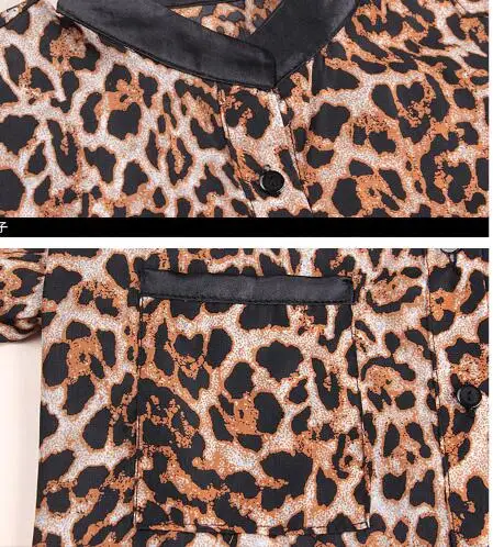 Tenglongwl Шифоновая блузка Для женщин Лето LEOPARD отложным воротником блузки рубашка с