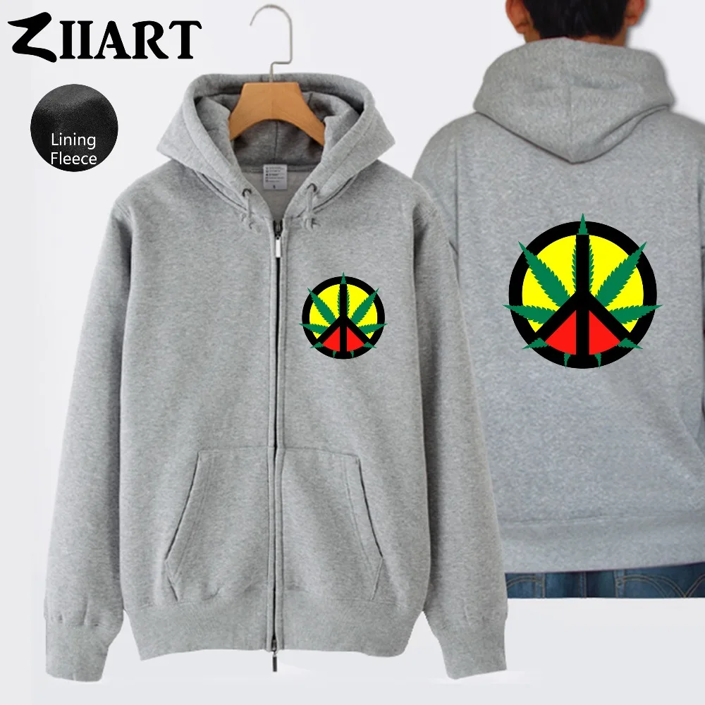 Знак мира reggae Regge Rasta растительные листья Jamaica парная одежда для женщин на молнии с
