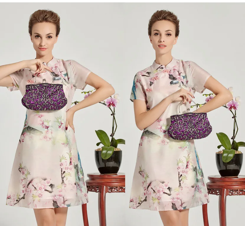 100% ручная работа роскошный день клатч женская сумка элегантная фиолетовая